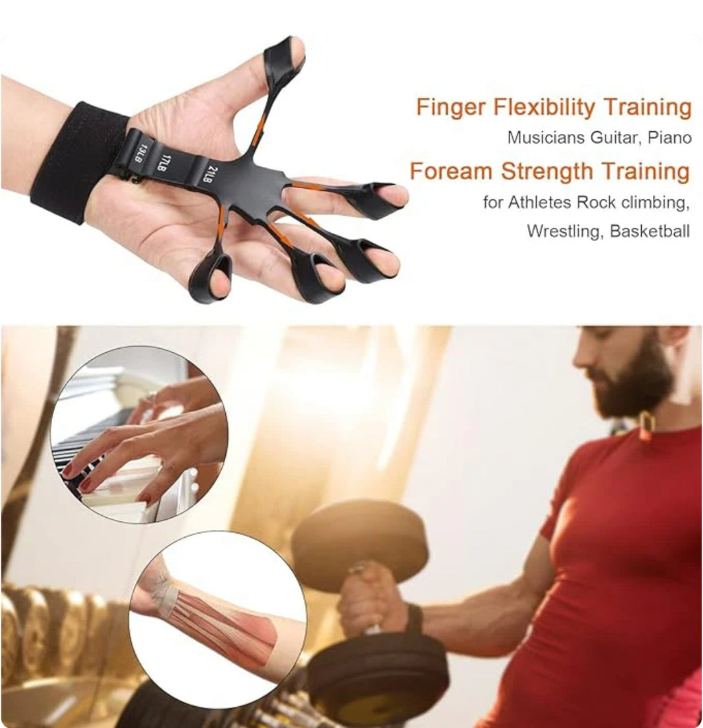 Hand Grip Strengthener - Adjustable Finger Exerciser and Finger Stretcher