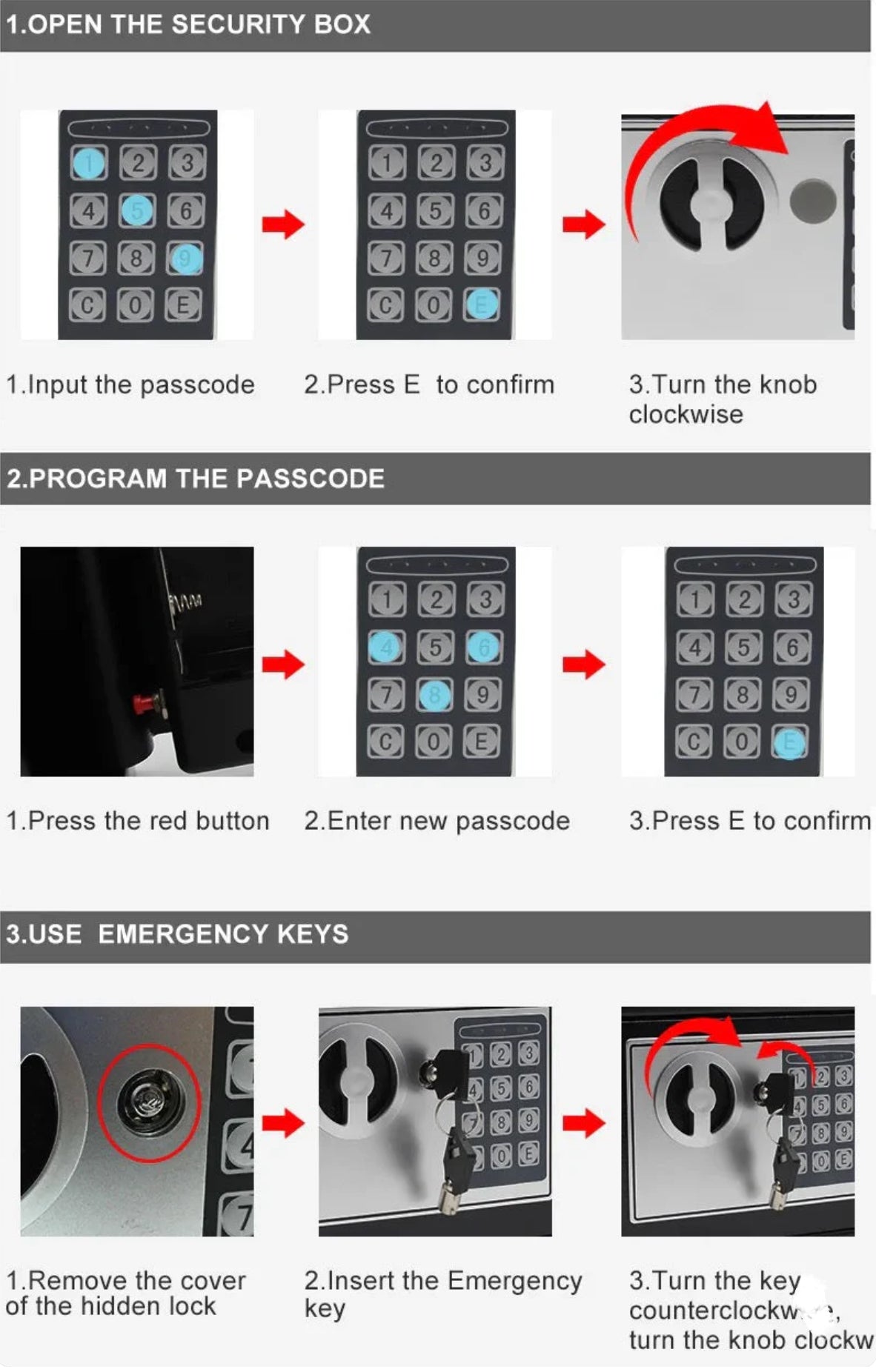 Safe Box Mini Digital Electronic Keypad Lock Safe Box Built In 2 Locking Bolts For Home & Offices