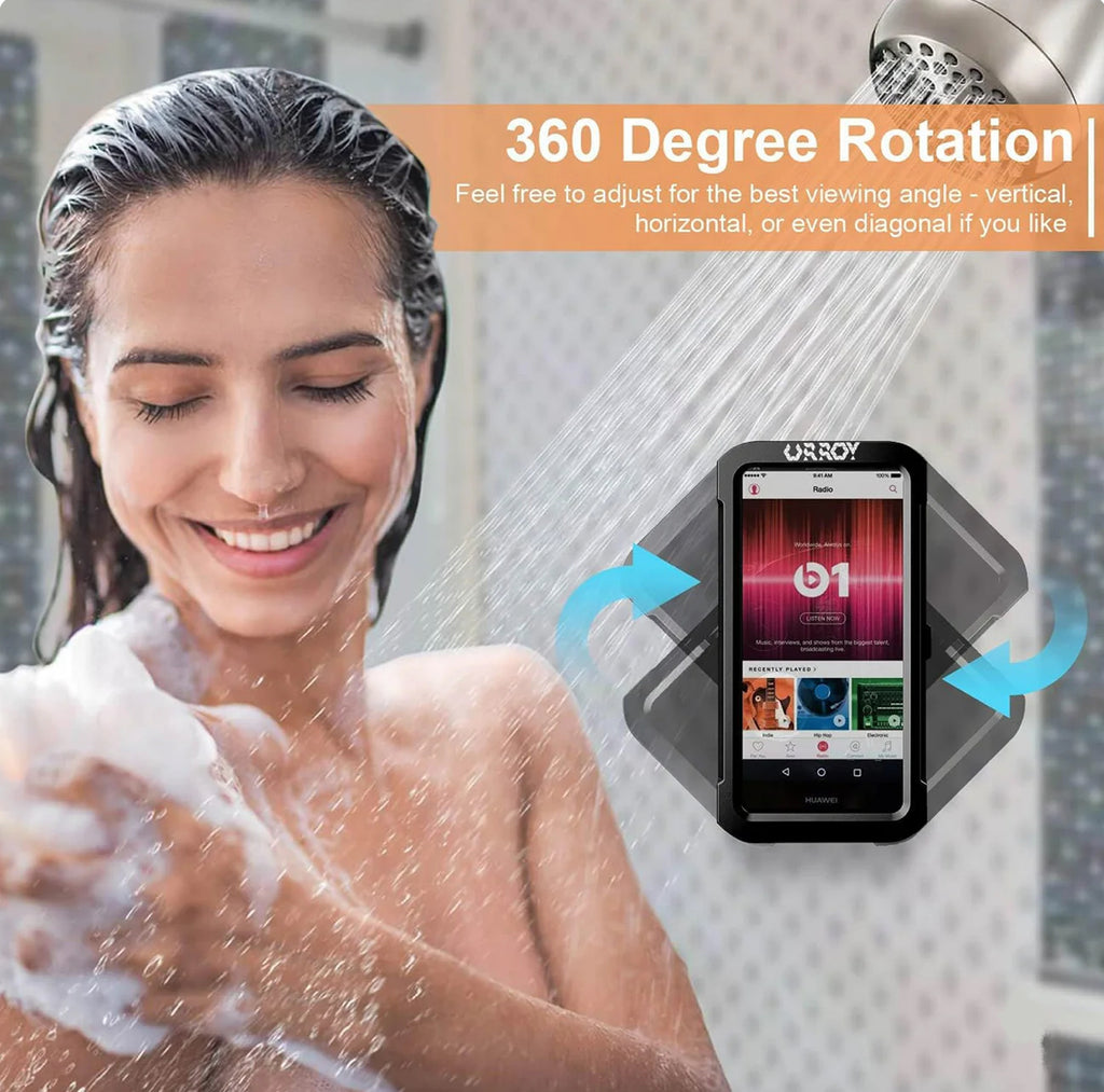 Shower Phone Holder [360° Rotation], Waterproof Wall Mount Shower Phone Case