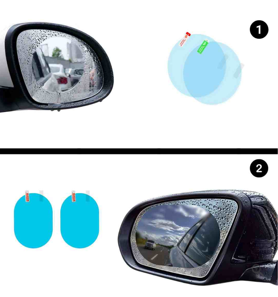 Waterproof Anti Fog Film Rain Proof Car Mirror for All Vehicles - Set of 2