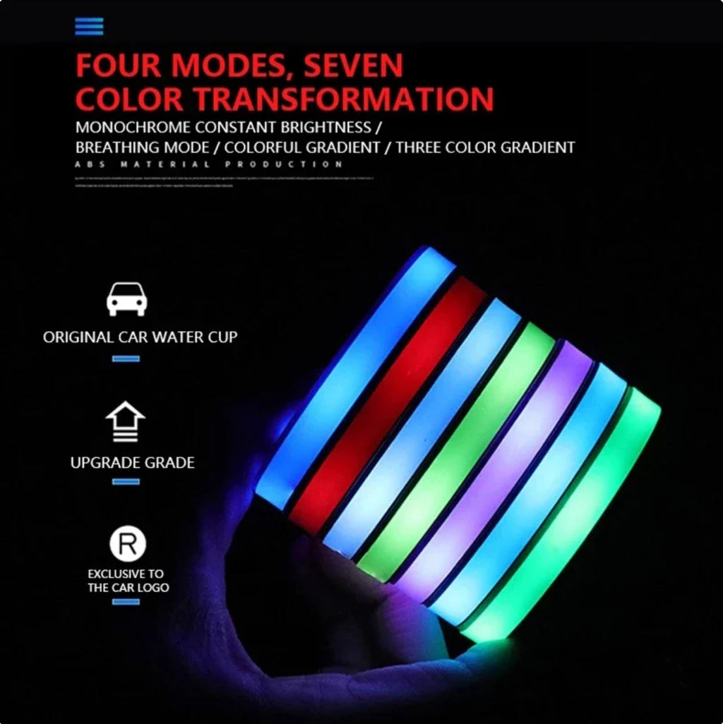 Car LED Light Cup Mat – 7 Color Atmosphere Pad