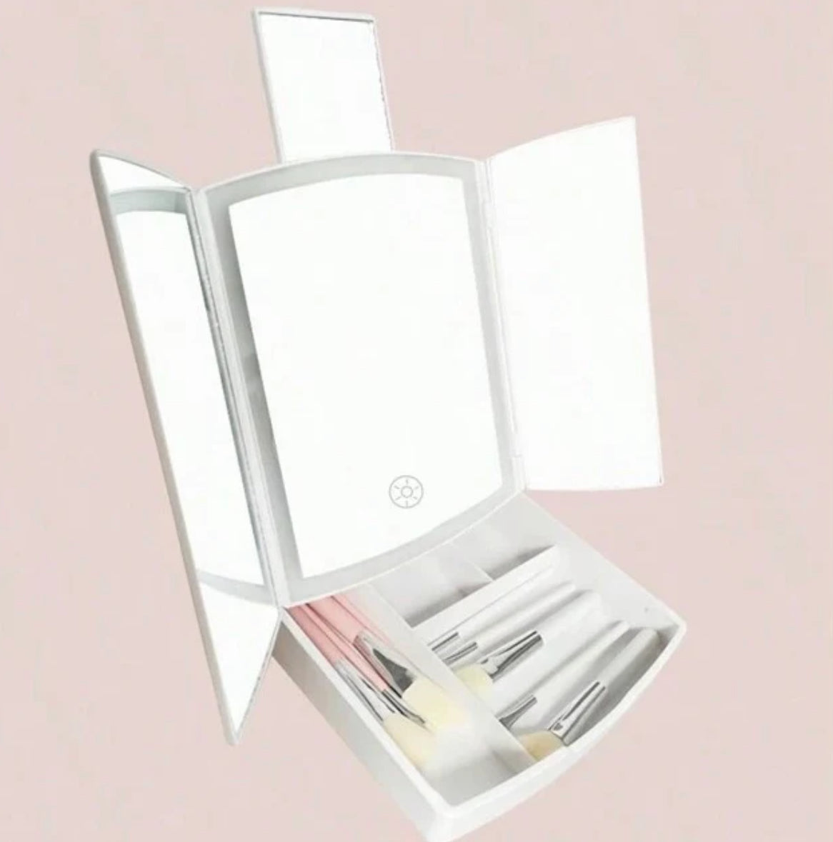 My Fold Away Vanity Mirror With Led & Makeup Storage