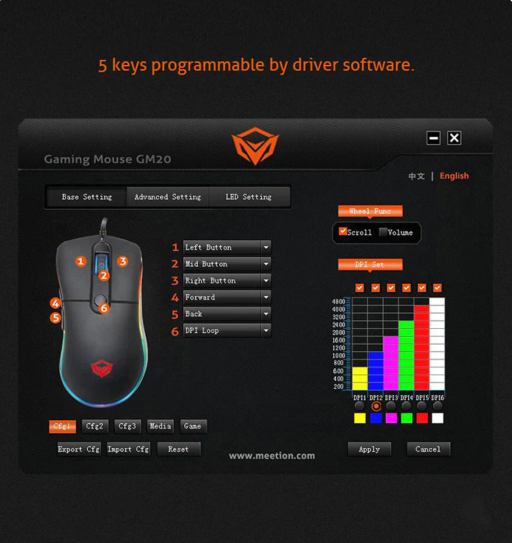 MEETION GM20 Optical Silent Wired Gaming Mouse