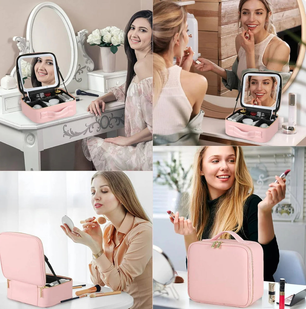Adjustable Light Make Up Bag With Mirror LED Light