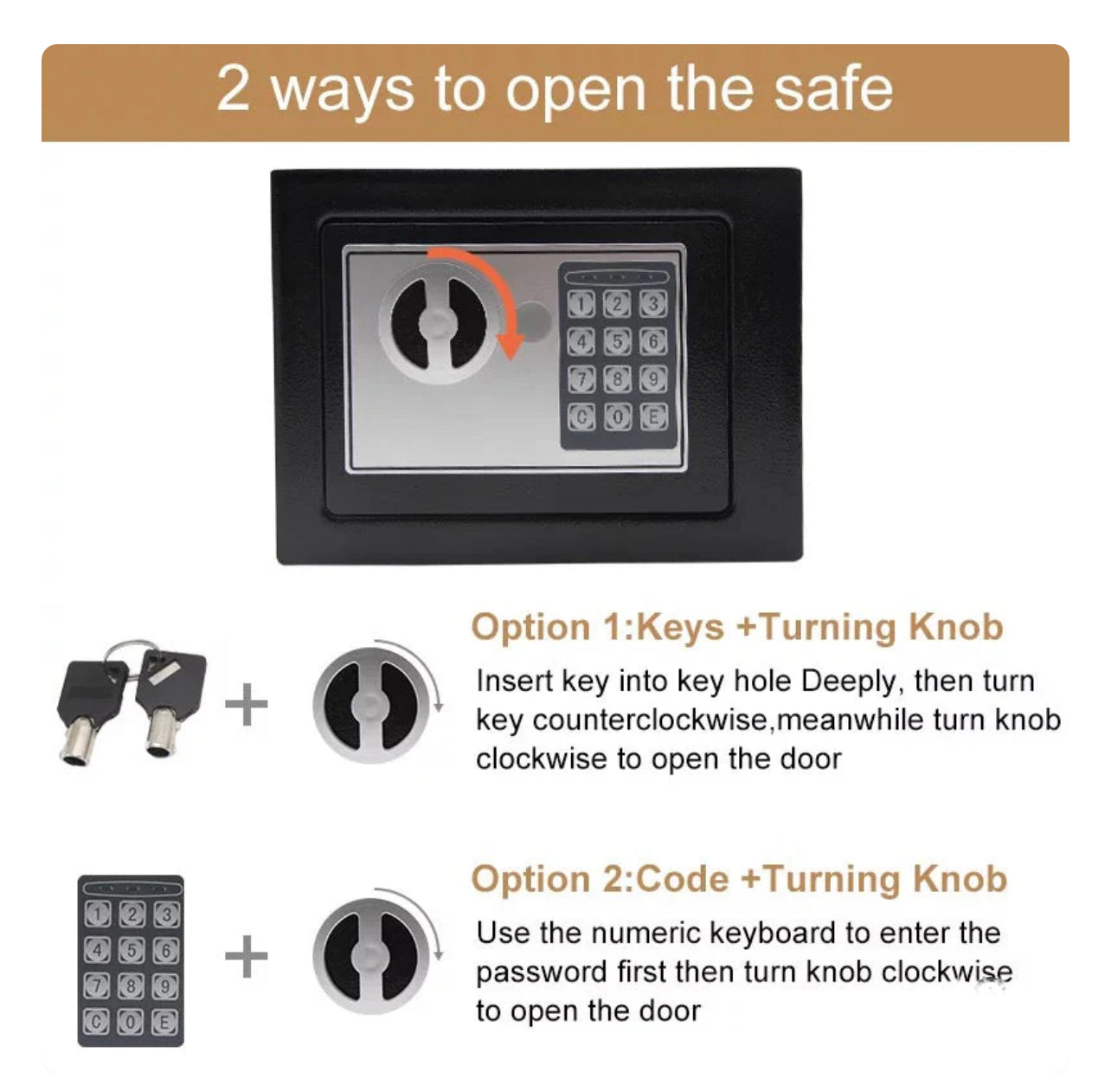 Safe Box Mini Digital Electronic Keypad Lock Safe Box Built In 2 Locking Bolts For Home & Offices