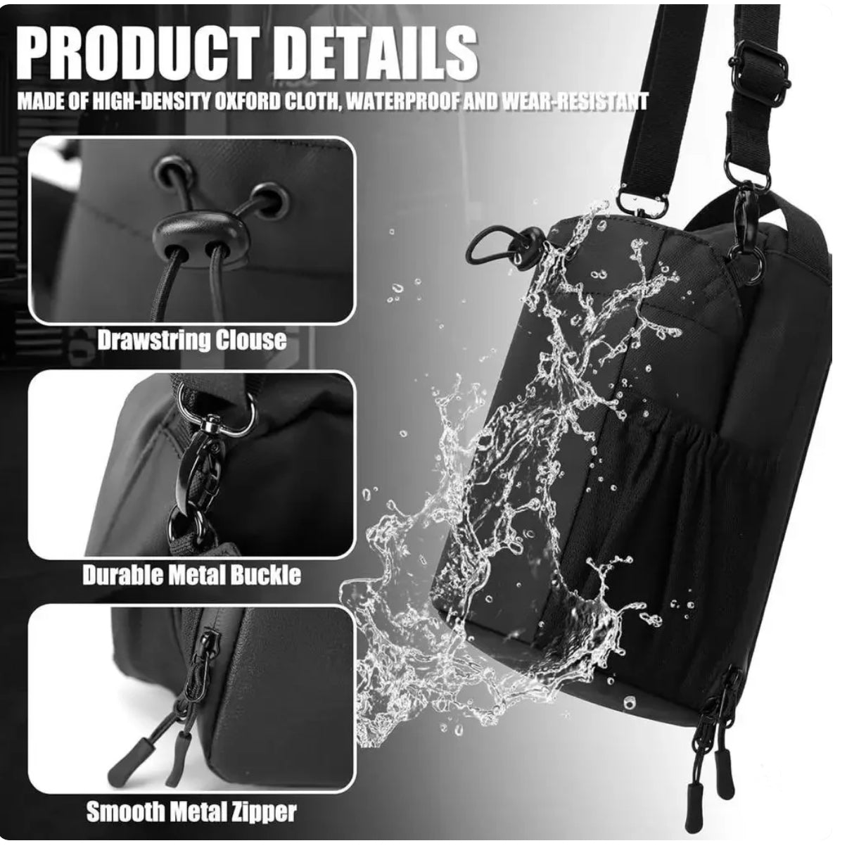 Magnetic Gym Bag With Water Bottle Holder