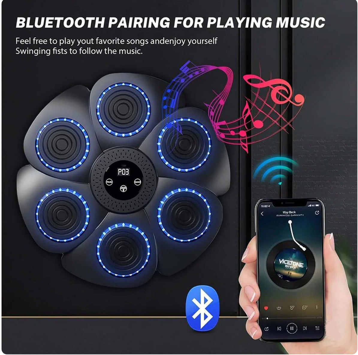 Professional Bluetooth Music Boxing Machine with LED Lights