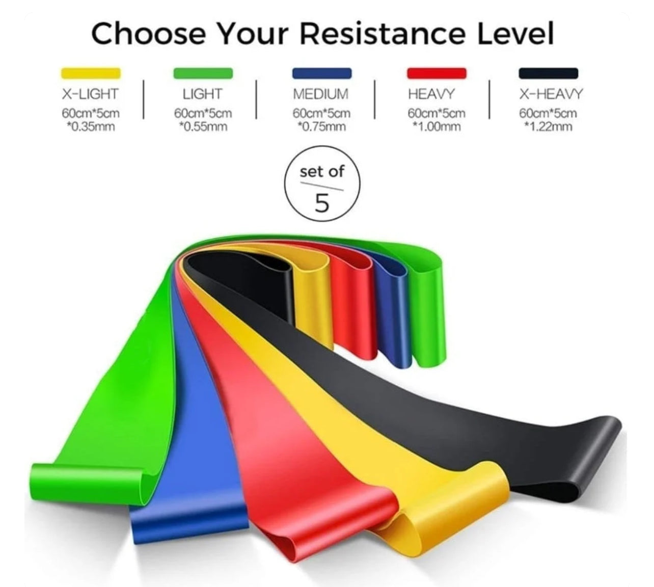 Rubber Elastic Band 5 DIFFERENT RESISTANCE LEVELS