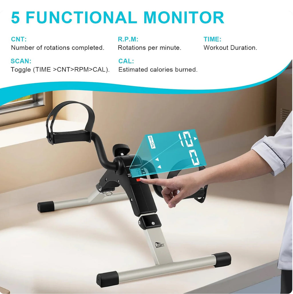 Sport Foldable Pedal Exerciser, Stationary Under Desk Exercise Equipment Arm/Leg/Foot Peddler Exercise