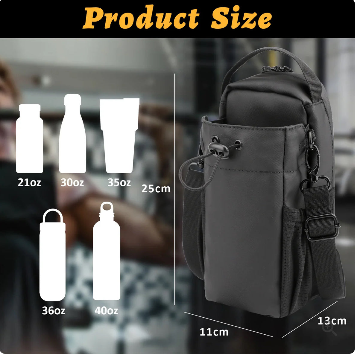 Magnetic Gym Bag With Water Bottle Holder
