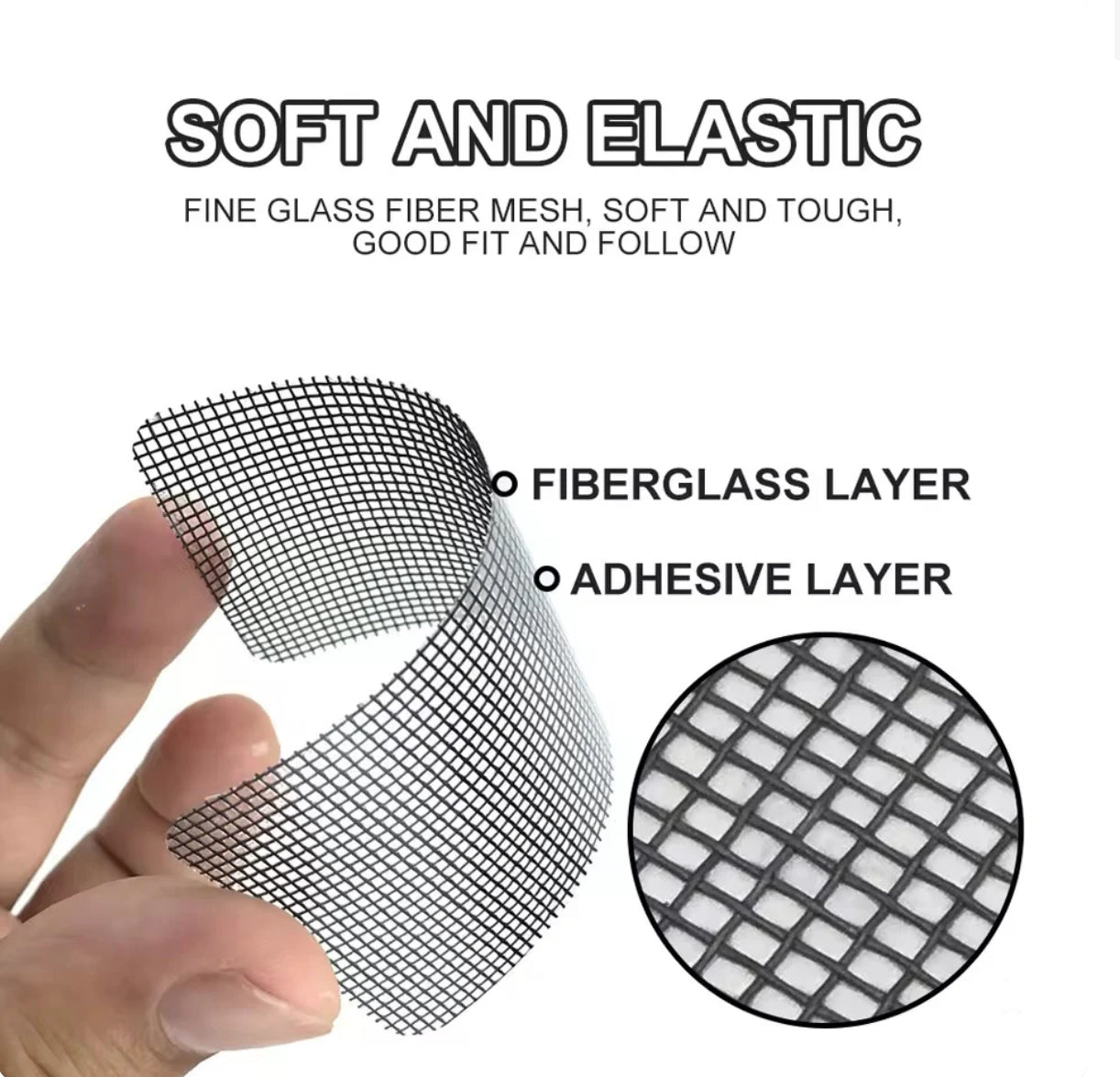 Window Screen Mosquito Net Repair Tape Strong Self Adhesive Fiberglass Patch Covering Mesh