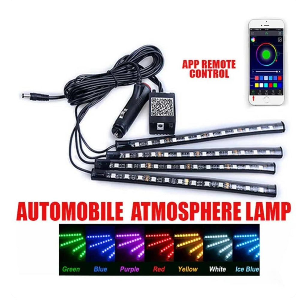 Car Rgb 4 Pcs Waterproof Led Light Strip Remote Or Bluetooth Control