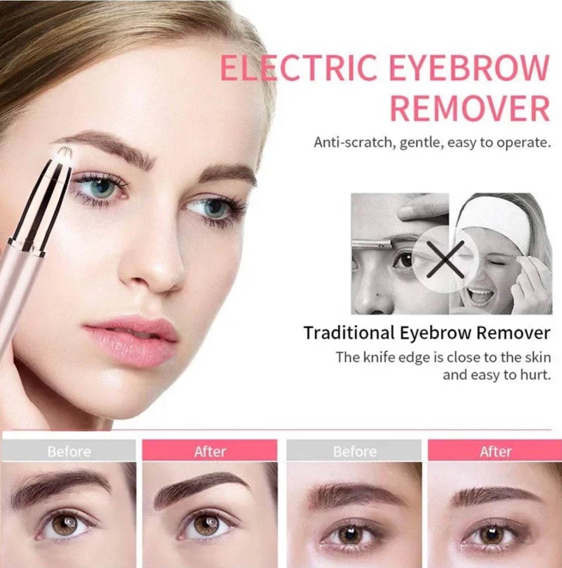 Women Electric Eyebrow Trimmer Hair Removal Epilator Painless