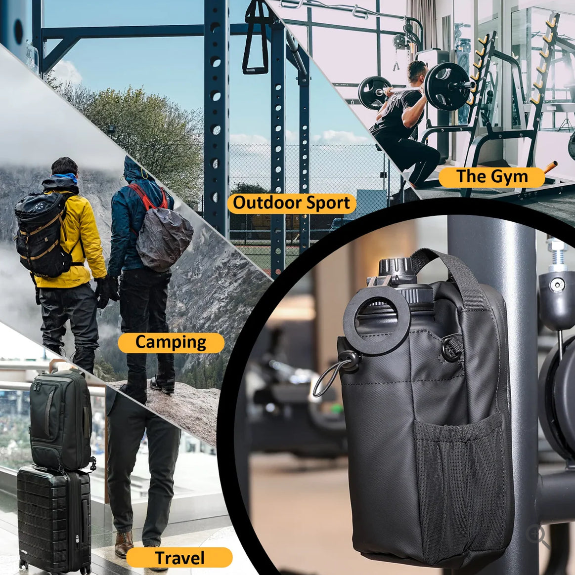 Magnetic Gym Bag With Water Bottle Holder