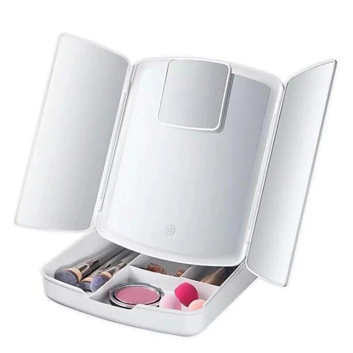 My Fold Away Vanity Mirror With Led & Makeup Storage