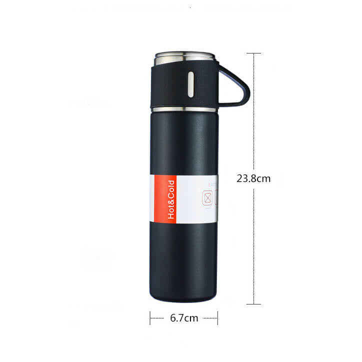 Premium 500ml Stainless Steel Vacuum Flask with 2 Cups – Double Wall Insulation