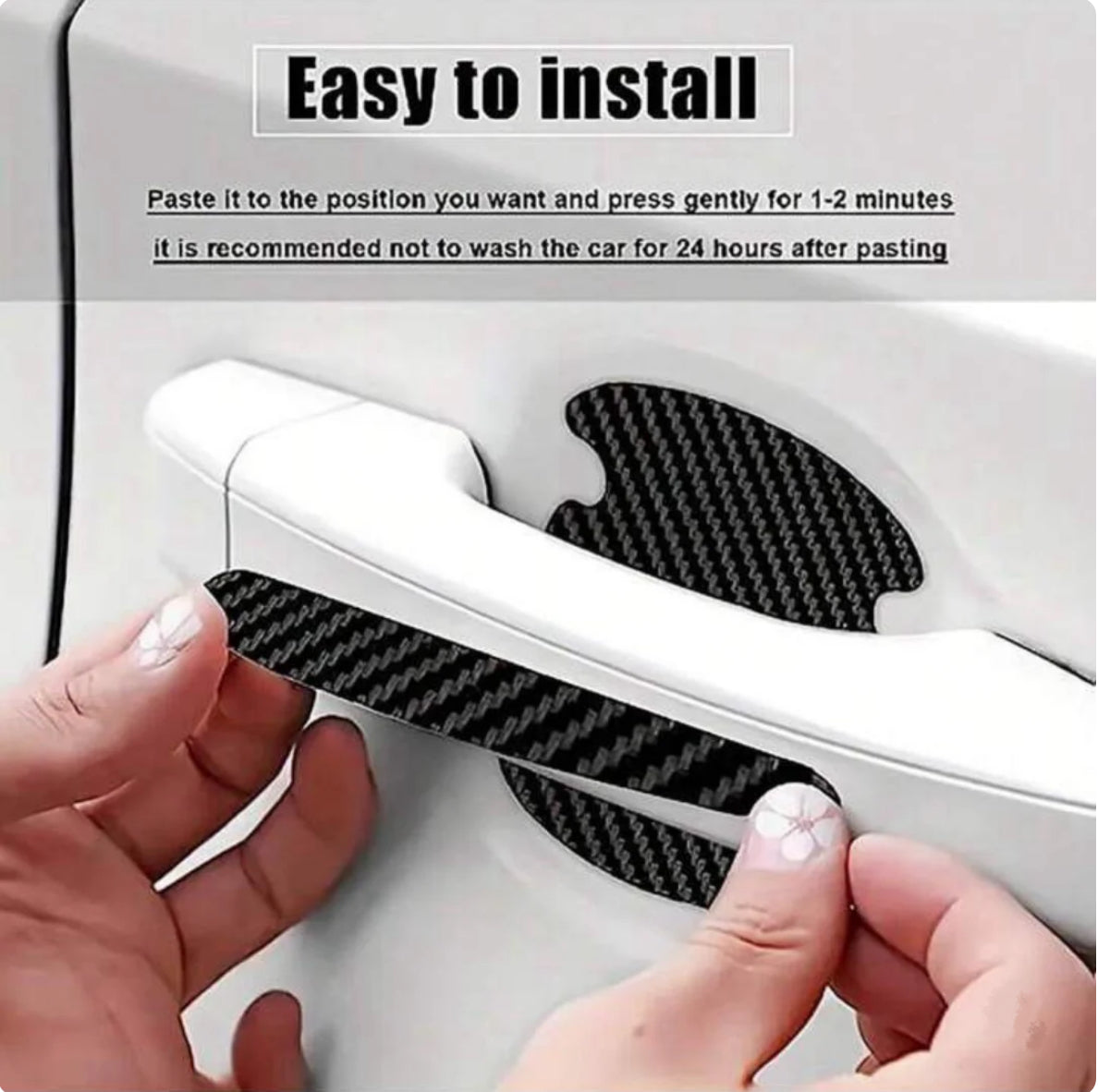 8PCS/SET Carbon Fiber Car Door Handle Protector Cover Inner Bowl Anti Scratch Sticker