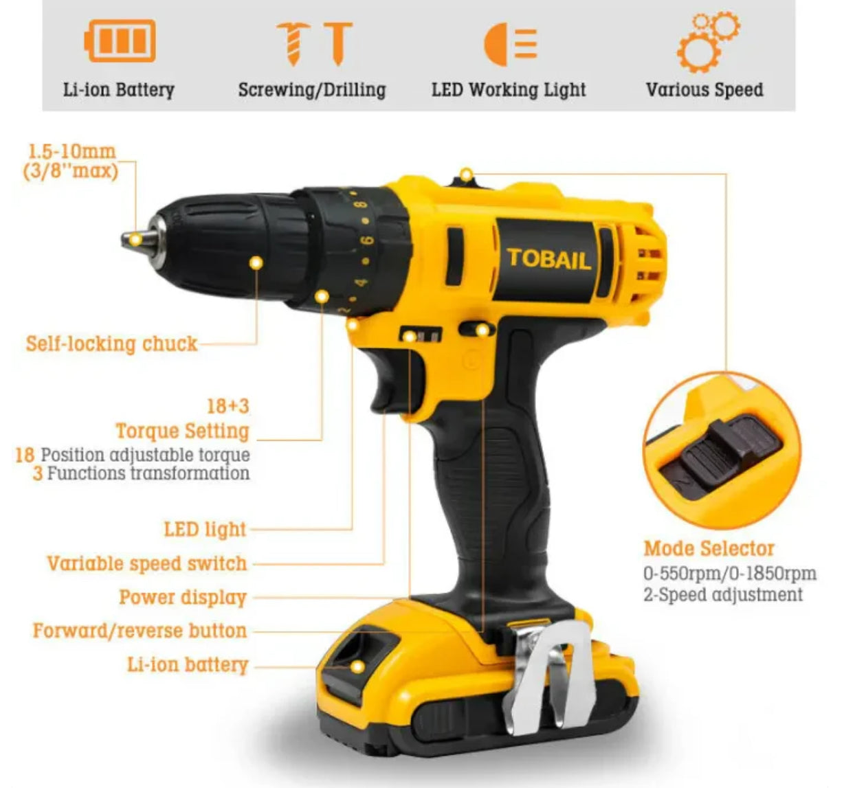 24V DUNLANDI Cordless Drill Machine Kit