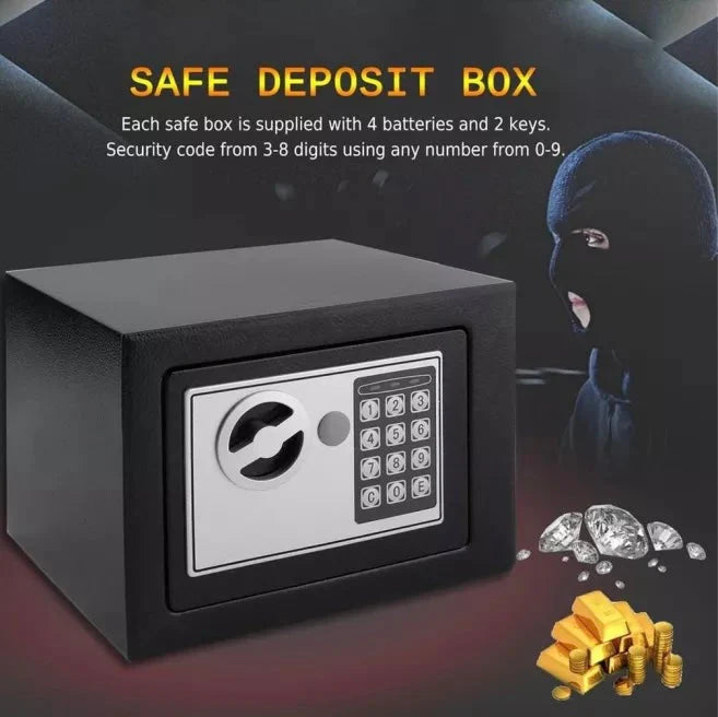 Safe Box Mini Digital Electronic Keypad Lock Safe Box Built In 2 Locking Bolts For Home & Offices