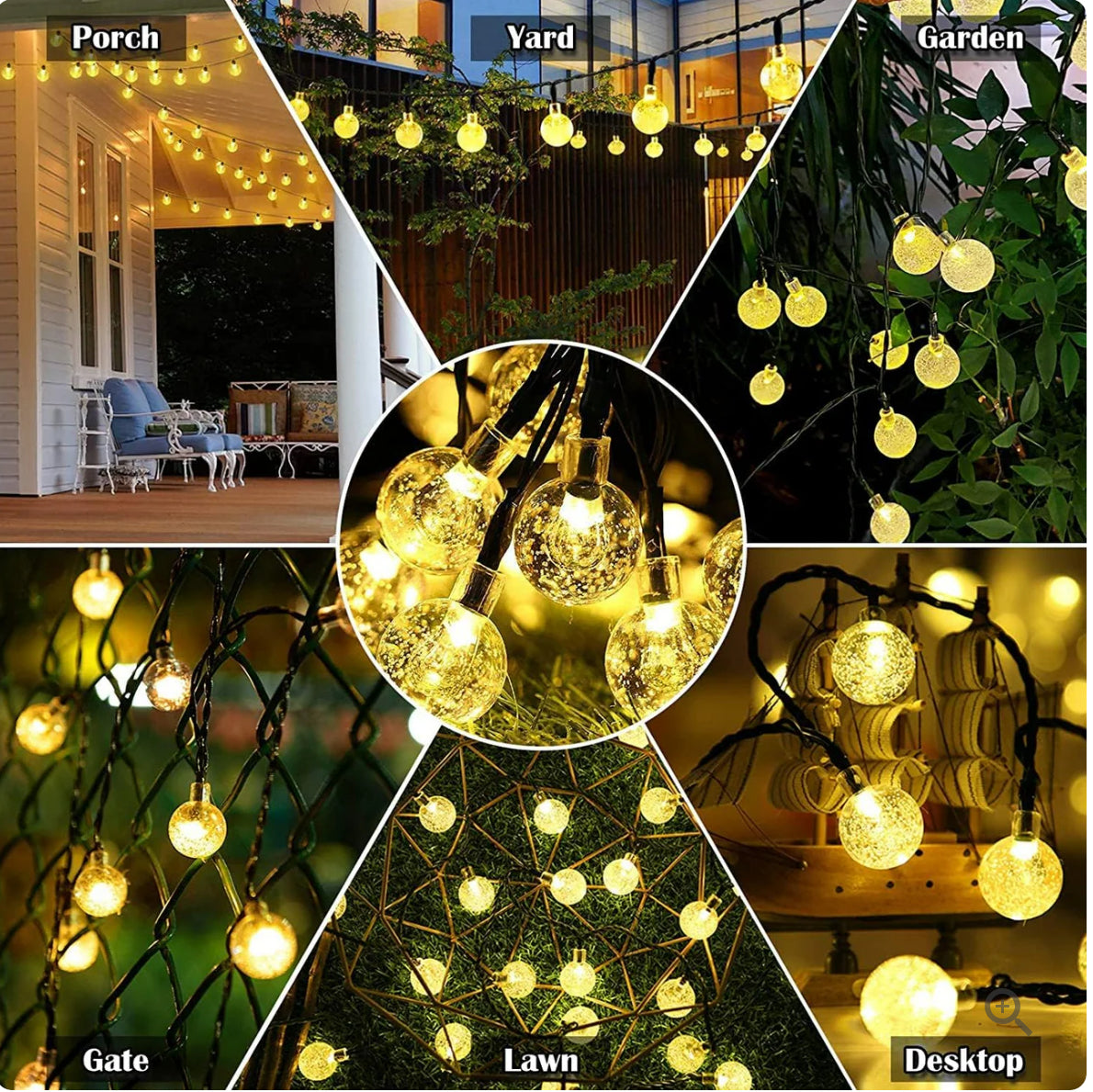 Solar String Lights, 1 Pack Outdoor String Light 50 LED 5 Meter Waterproof Solar Powered Christmas