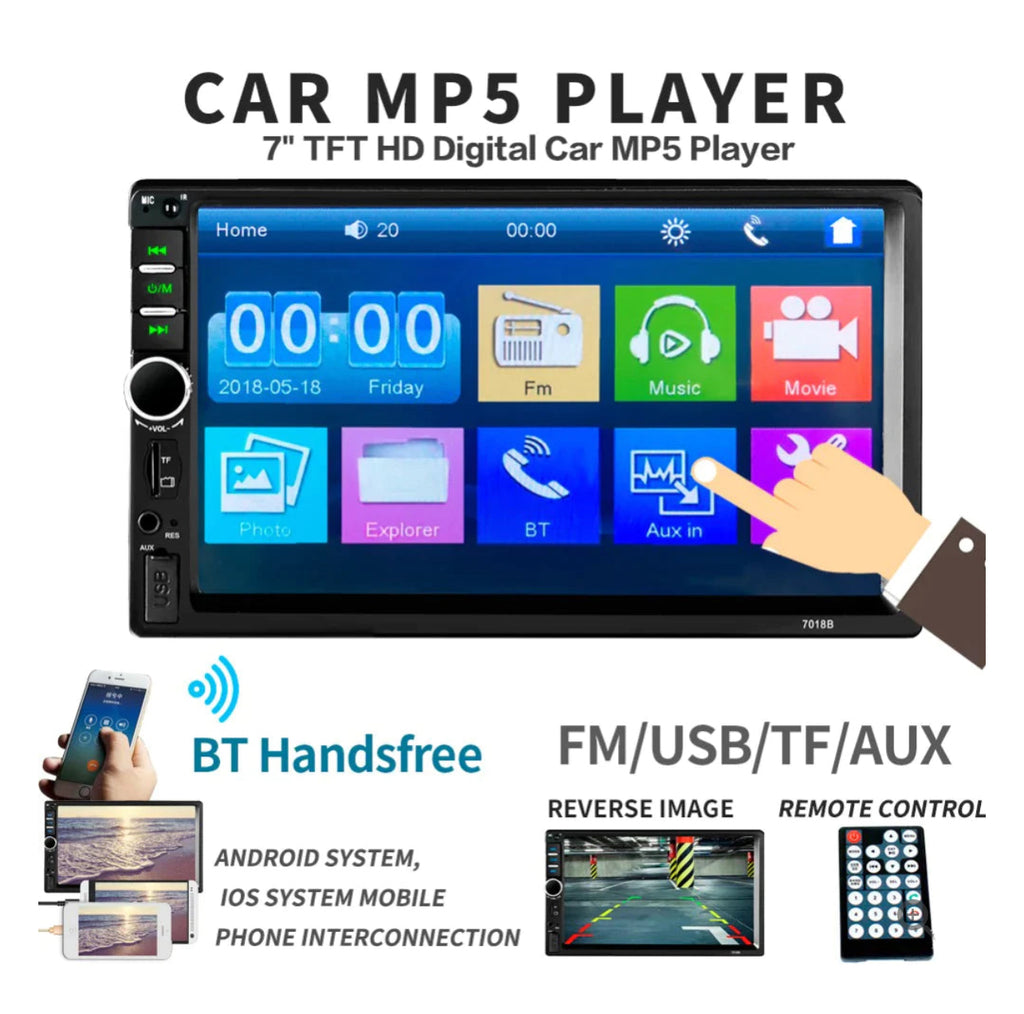 7 INCH DOUBLE HD CAR RADIO STEREO PLAYER WITH DIGITAL TOUCHSCREEN