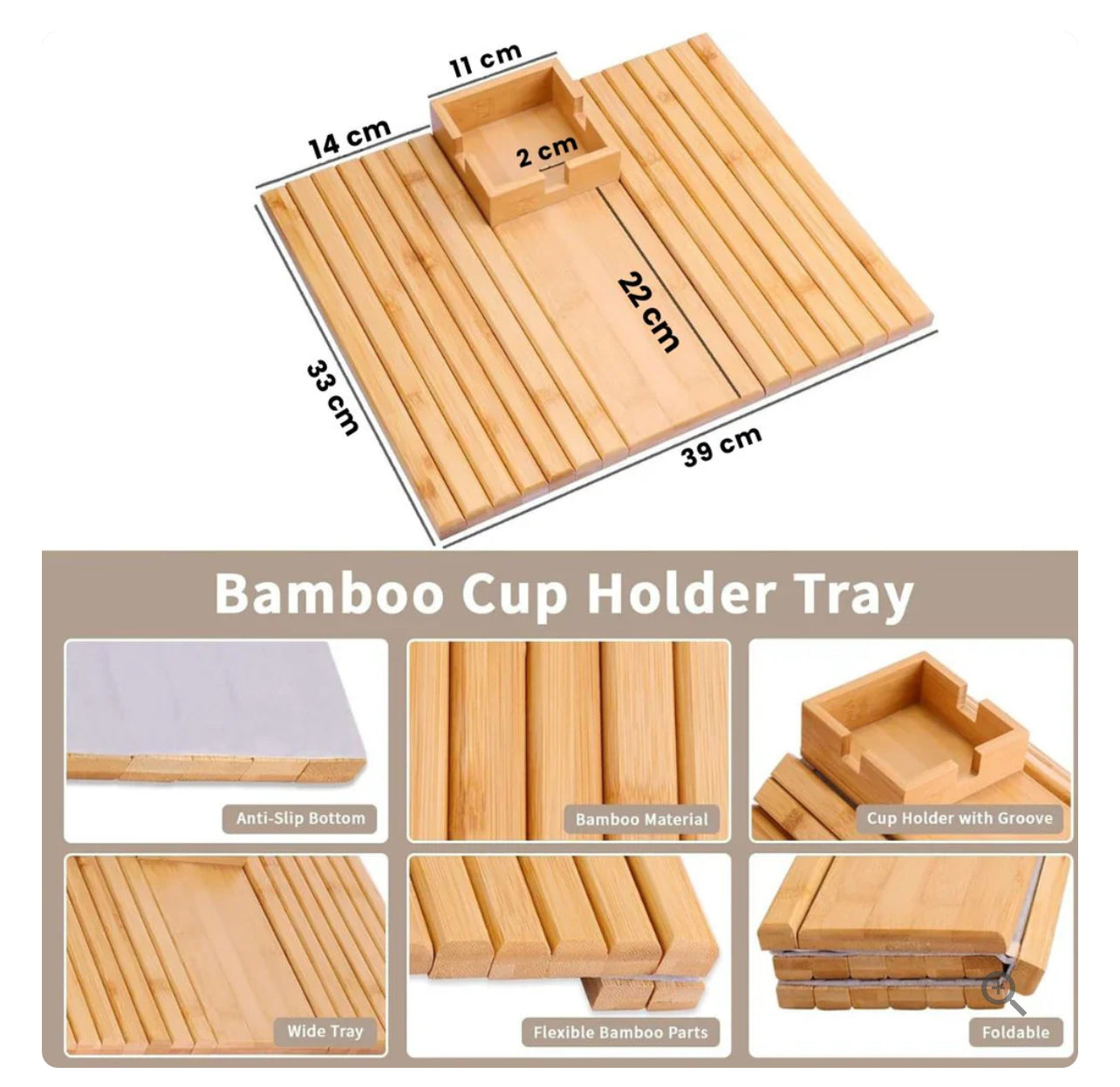 Bamboo Couch Arm Tray – Flexible Sofa Armrest Table