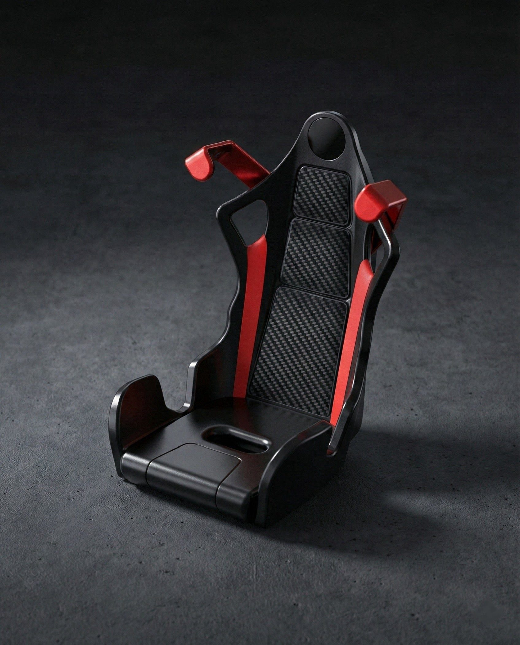 Shiny Carbon Fiber Racing Seat Swiveling Phone Car Holder Air Vent