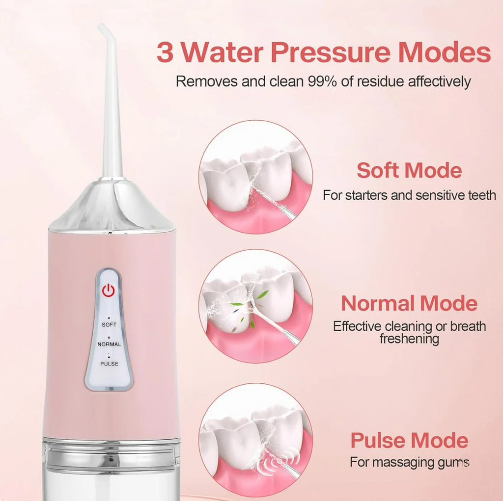 Professional Oral Irrigator for Teeth & Gums with 4 Jet Tips, 3 Modes & 360° Rotation , Water Dental Flosser