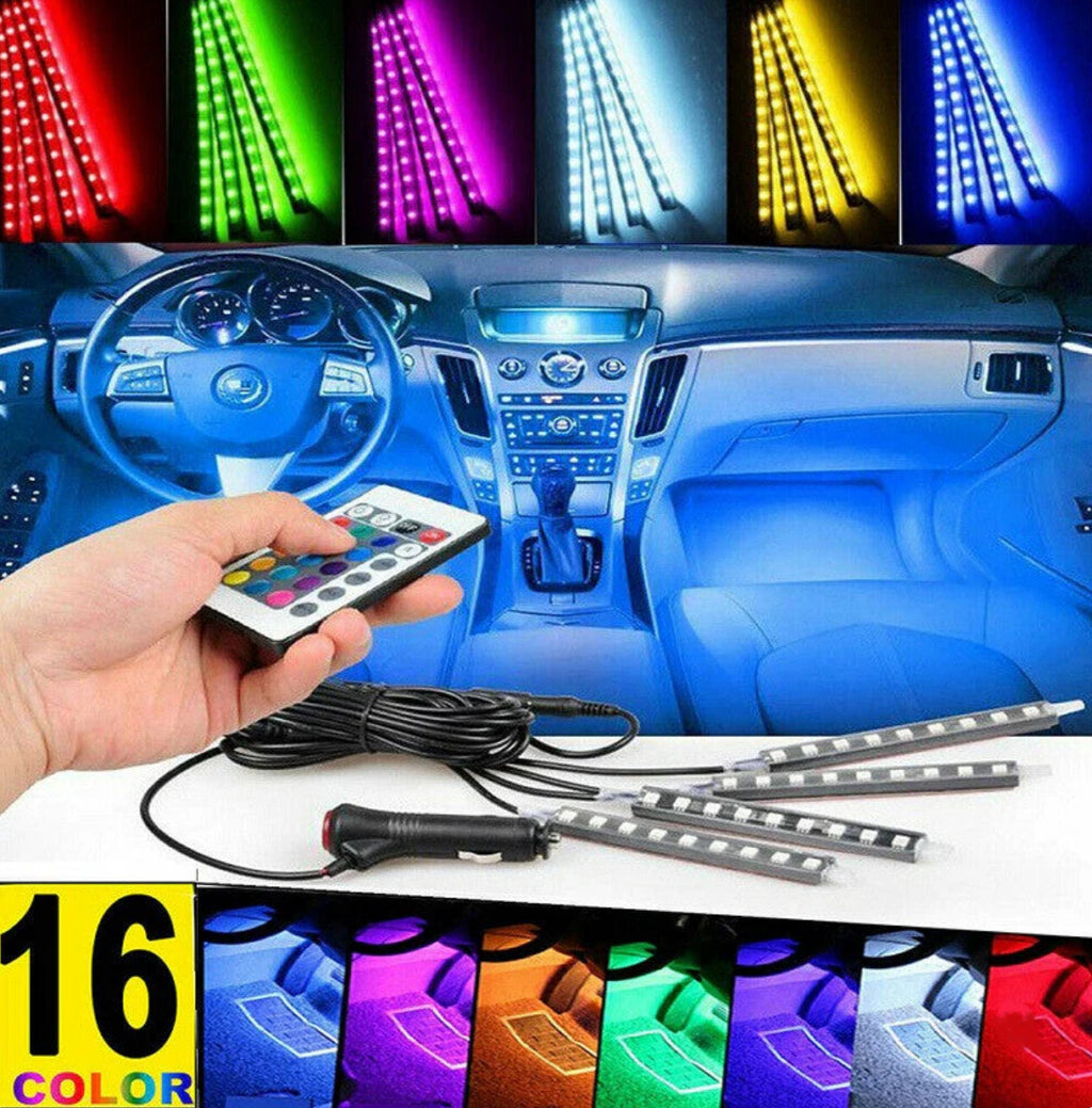 Car Rgb 4 Pcs Waterproof Led Light Strip Remote Or Bluetooth Control