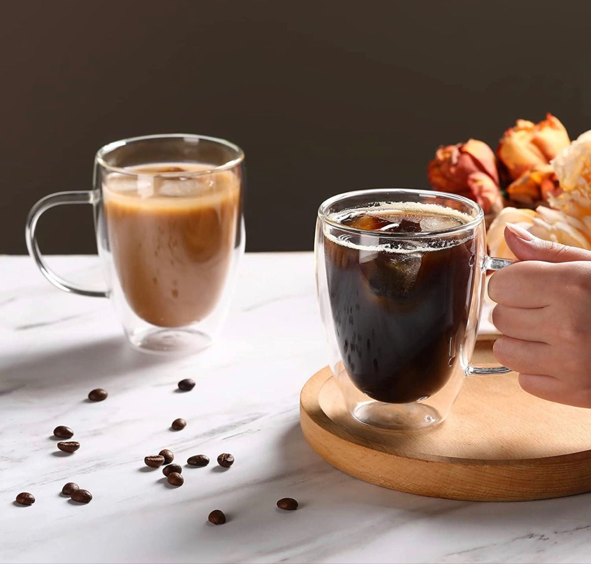 350ml Double Clear Glass Mug – Stylish & Heat-Resistant