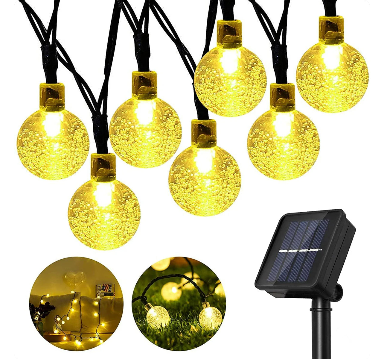 Solar String Lights, 1 Pack Outdoor String Light 50 LED 5 Meter Waterproof Solar Powered Christmas
