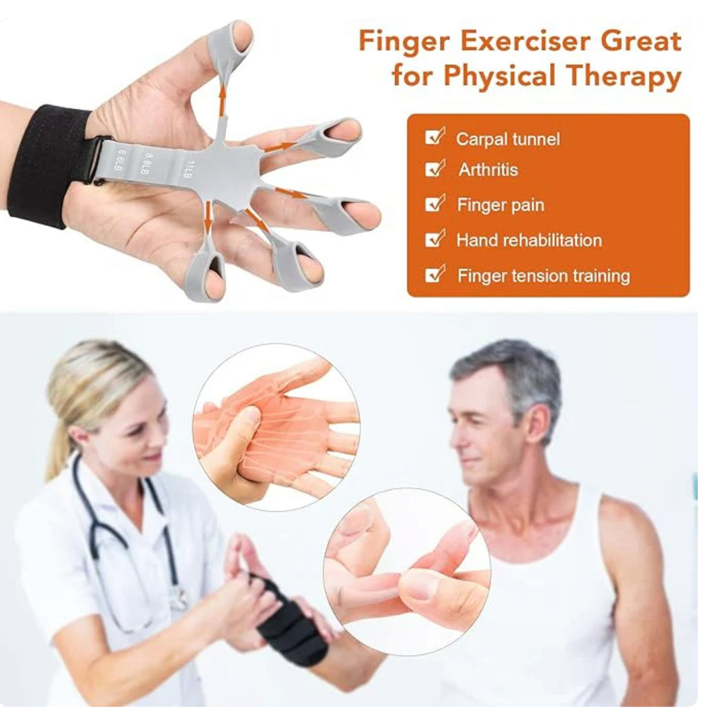 Hand Grip Strengthener - Adjustable Finger Exerciser and Finger Stretcher