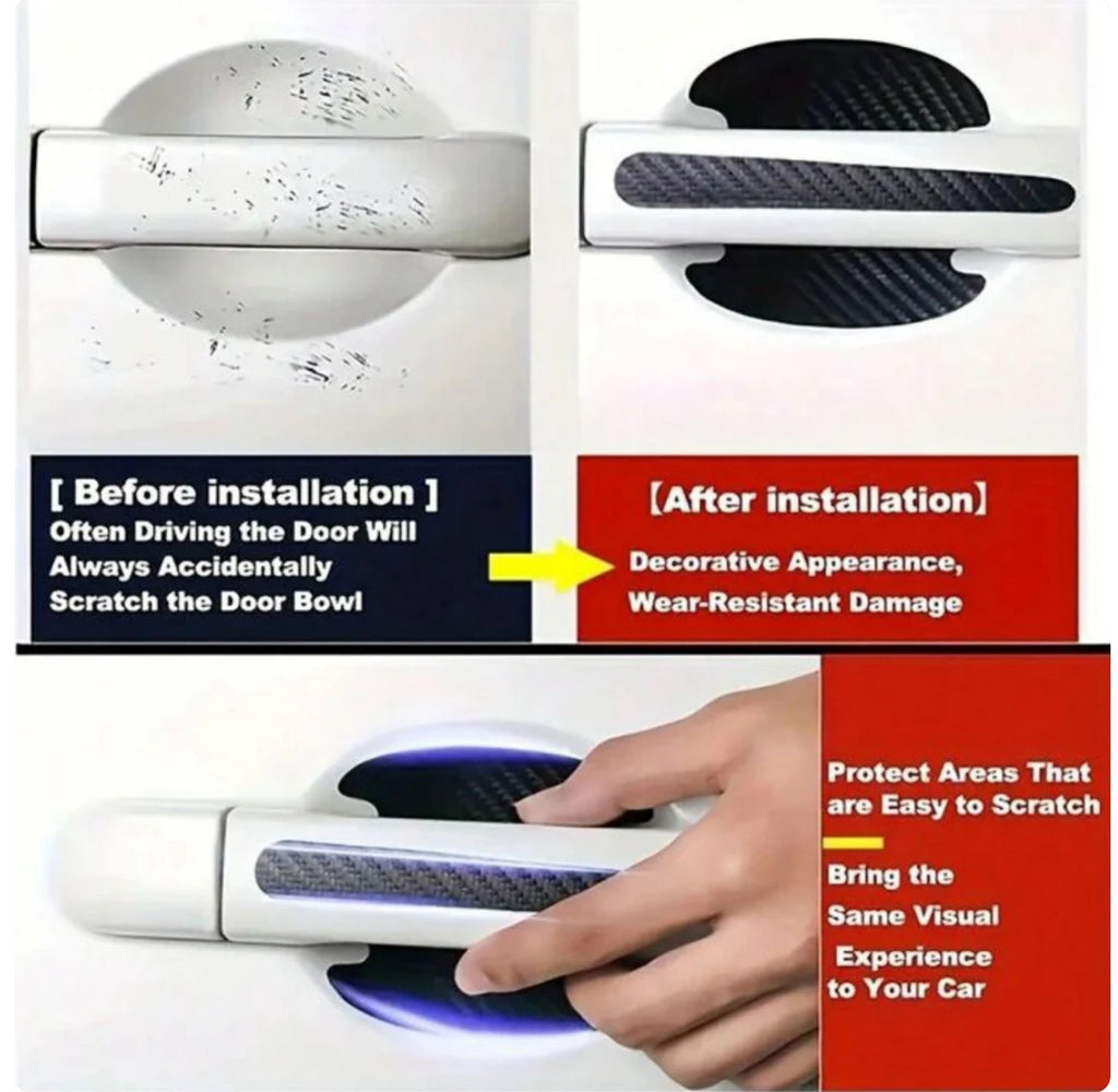 8PCS/SET Carbon Fiber Car Door Handle Protector Cover Inner Bowl Anti Scratch Sticker
