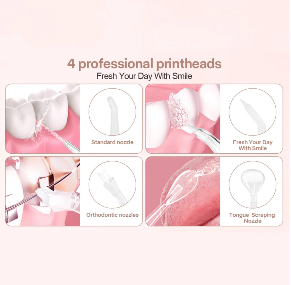 Professional Oral Irrigator for Teeth & Gums with 4 Jet Tips, 3 Modes & 360° Rotation , Water Dental Flosser