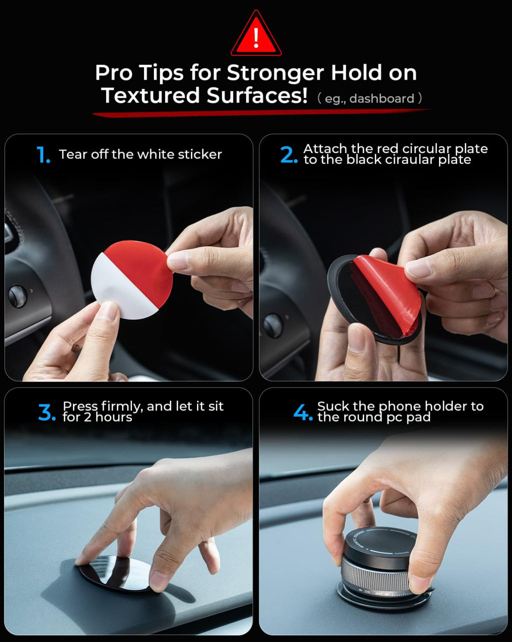 Magnetic Car Phone Mount – Upgraded Vacuum Suction Holder, 360° Adjustable Dashboard & Windshield Bracket