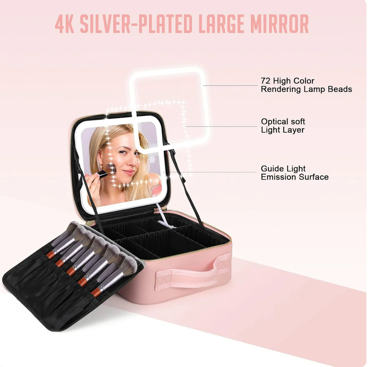 Adjustable Light Make Up Bag With Mirror LED Light