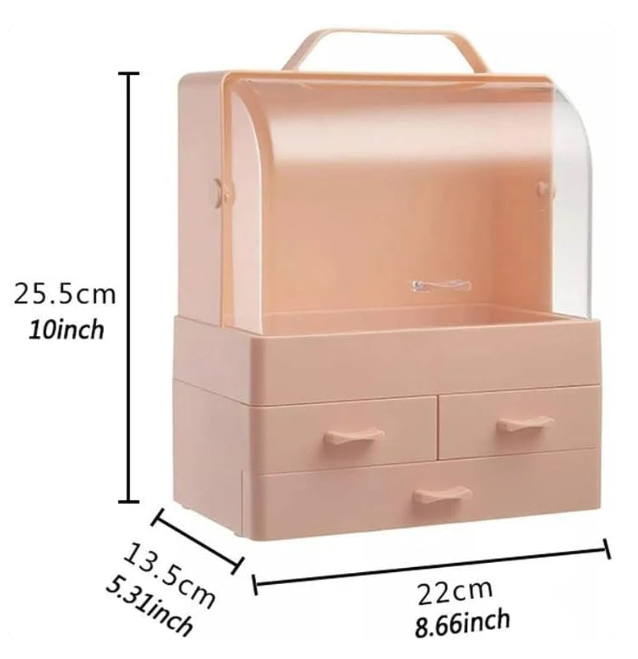 Makeup Organizer, Portable Skin Care Display Case with 3 Drawer