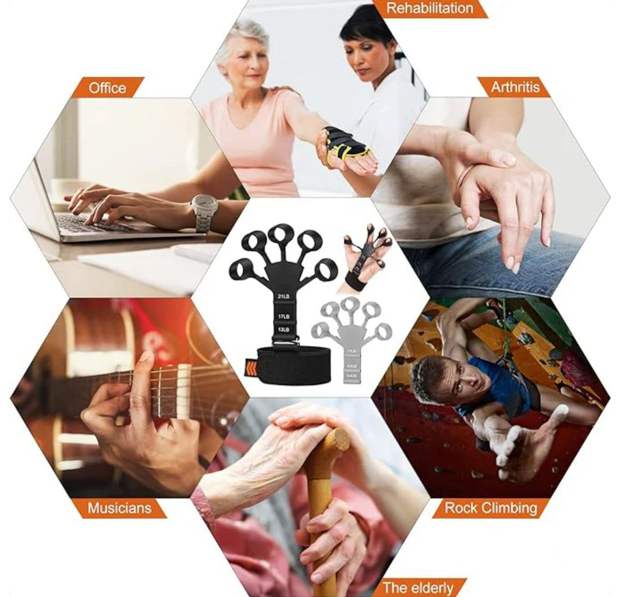 Hand Grip Strengthener - Adjustable Finger Exerciser and Finger Stretcher