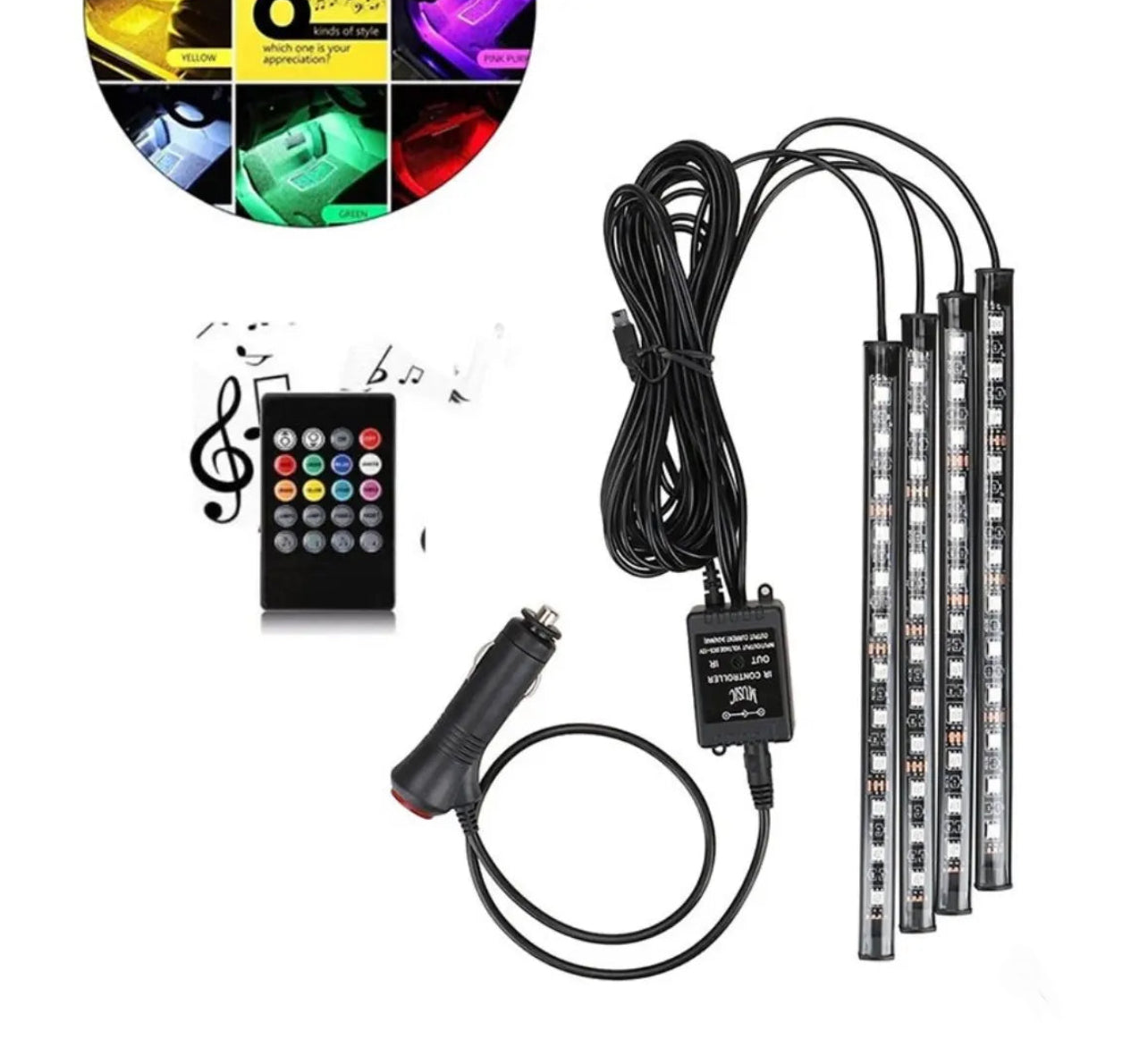 Car Rgb 4 Pcs Waterproof Led Light Strip Remote Or Bluetooth Control