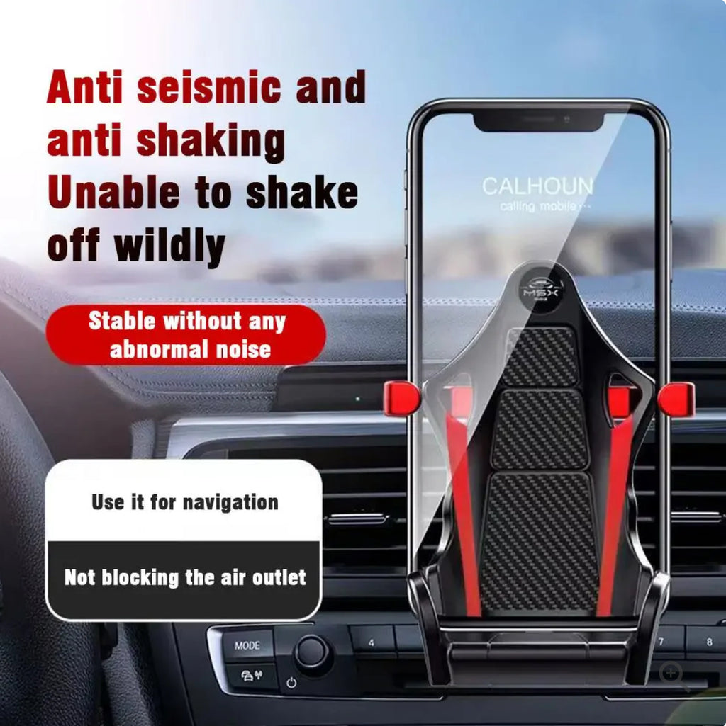 Shiny Carbon Fiber Racing Seat Swiveling Phone Car Holder Air Vent