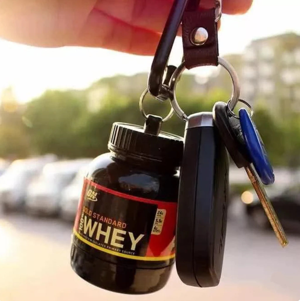 Protein Powder Container – Portable 30ml Supplement Dispenser with Keychain | Easy-to-Use for Gym, Fitness & Travel