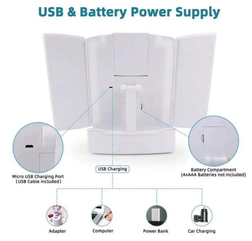 My Fold Away Vanity Mirror With Led & Makeup Storage