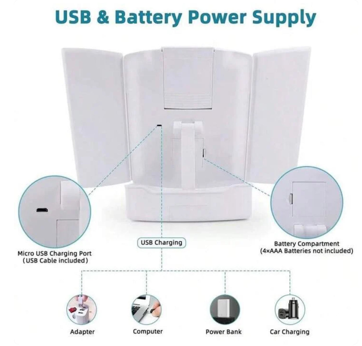 My Fold Away Vanity Mirror With Led & Makeup Storage