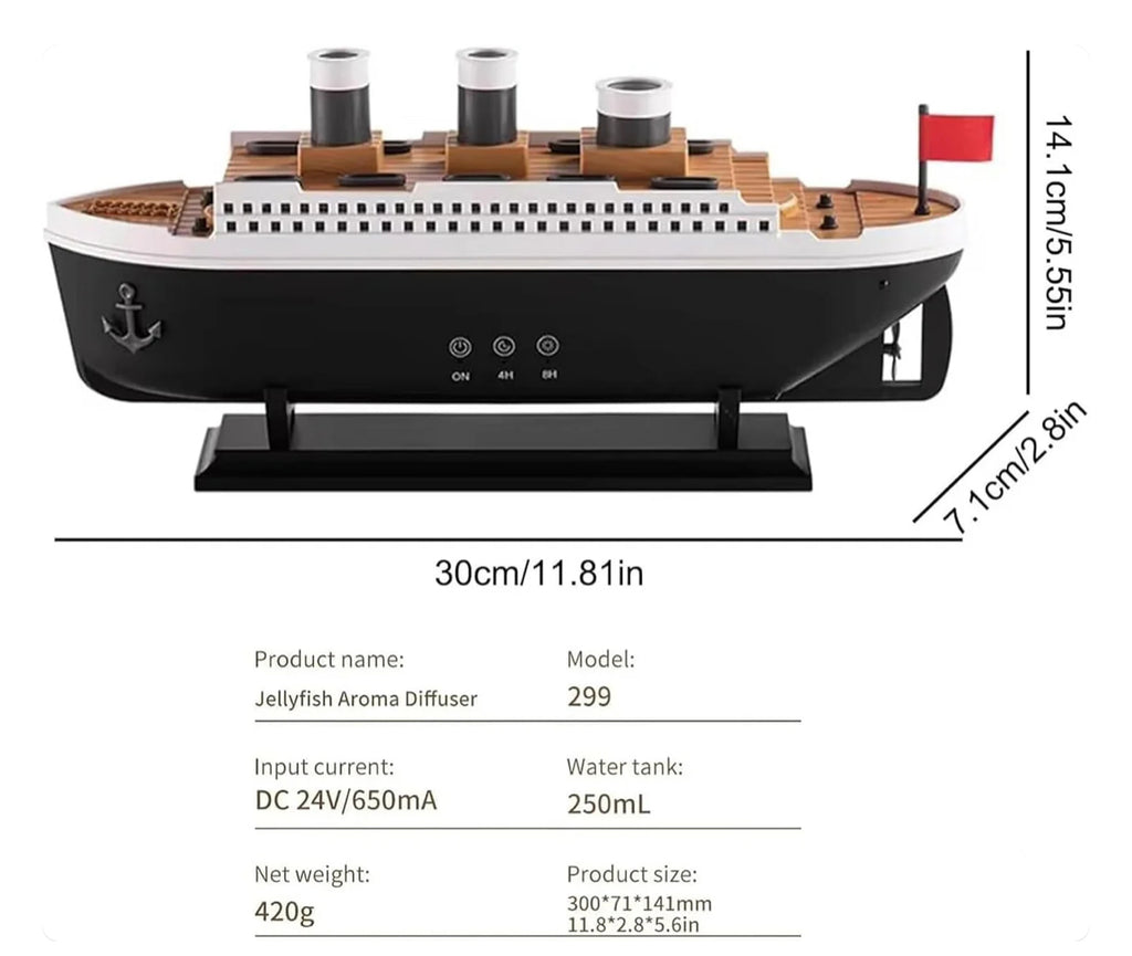🚢 Titanic Humidifier & Essential Oil Diffuser – Aromatherapy