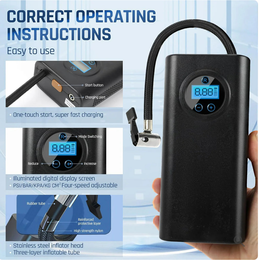 Tire Inflator Portable Air Compressor, Cordless Air Pump