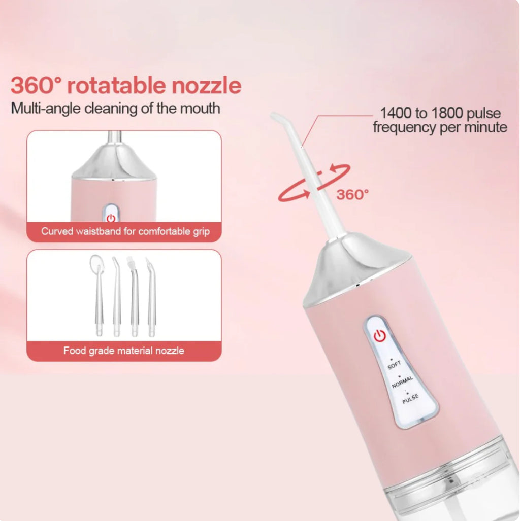 Professional Oral Irrigator for Teeth & Gums with 4 Jet Tips, 3 Modes & 360° Rotation , Water Dental Flosser