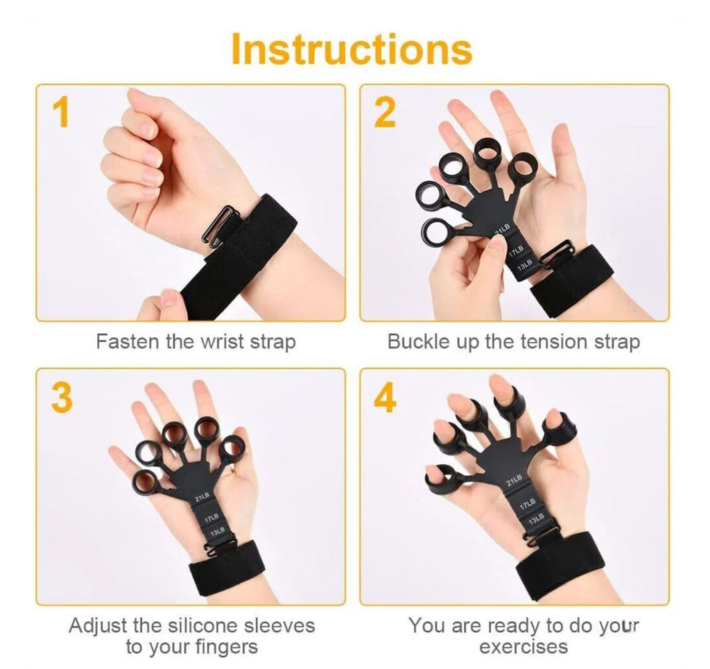 Hand Grip Strengthener - Adjustable Finger Exerciser and Finger Stretcher