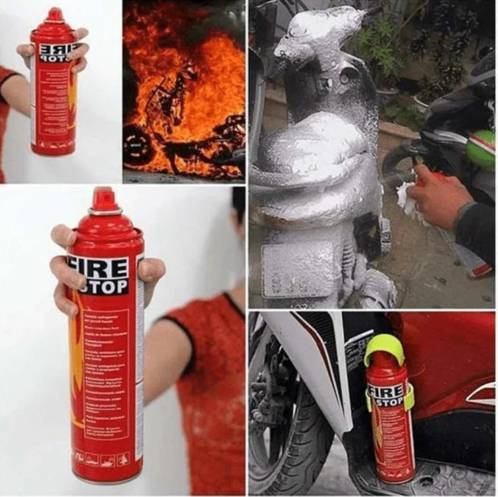 Fire Extinguisher Spray with Stand for Car and Home Use | Fire Stop Aluminium Spray 500ml
