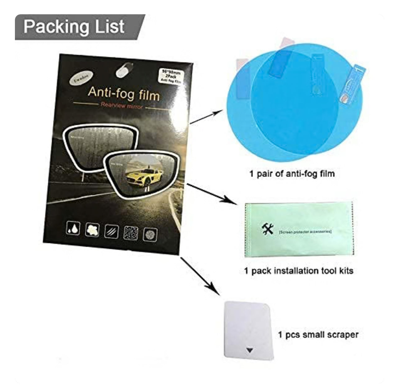 Waterproof Anti Fog Film Rain Proof Car Mirror for All Vehicles - Set of 2