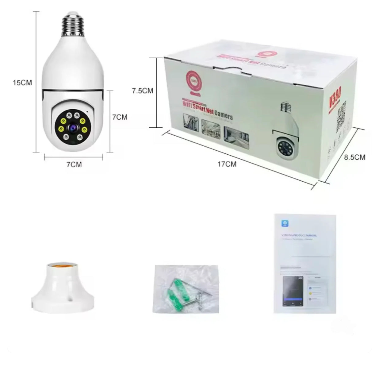 V380 PRO E27 360 Degree LED Light 1080P Wireless Panoramic Home Security WiFi Camera